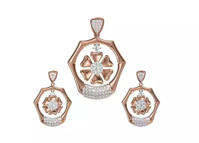 Women Earrings Pendant Set STL FBX JCD Details