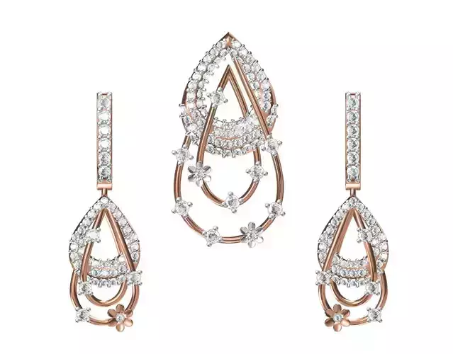 Women Earrings Pendant Set STL FBX JCD Details 3D print model