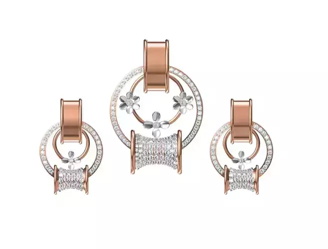 Women Earrings Pendant Set STL FBX JCD Details