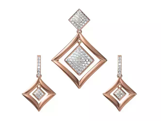 Women Earrings Pendant Set STL FBX JCD Details