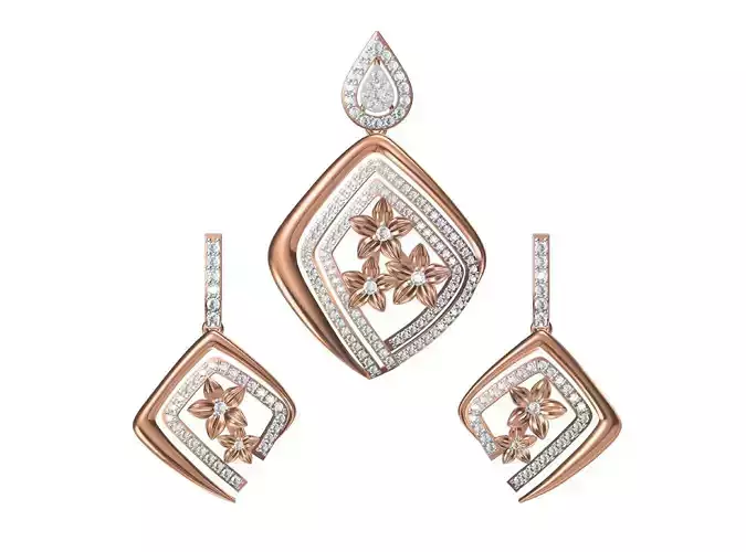 Women Earrings Pendant Set STL FBX JCD Details