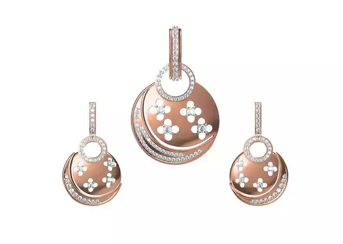 Women Earrings Pendant Set STL FBX JCD Details