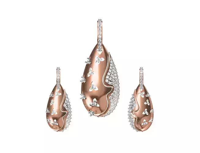 Women Earrings Pendant Set STL FBX JCD Details
