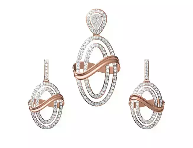 Women Earrings Pendant Set STL FBX JCD Details