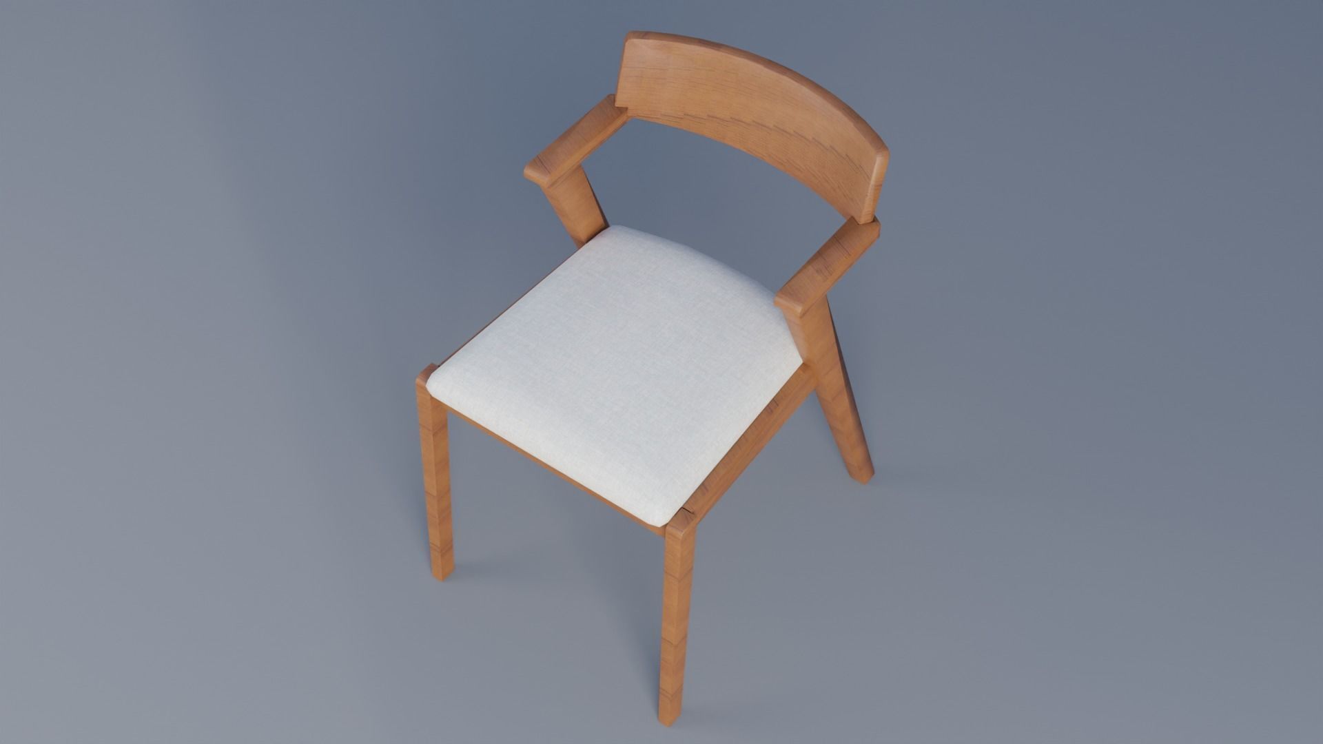 Wooden Chair Low-poly 3D model_1