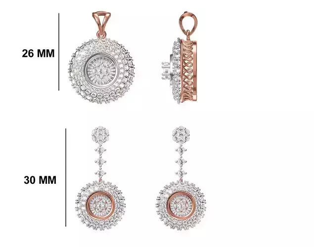 Women Earrings Pendant Set STL FBX JCD Details