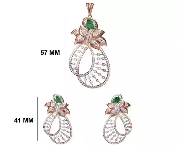 Women Earrings Pendant Set STL FBX JCD Details
