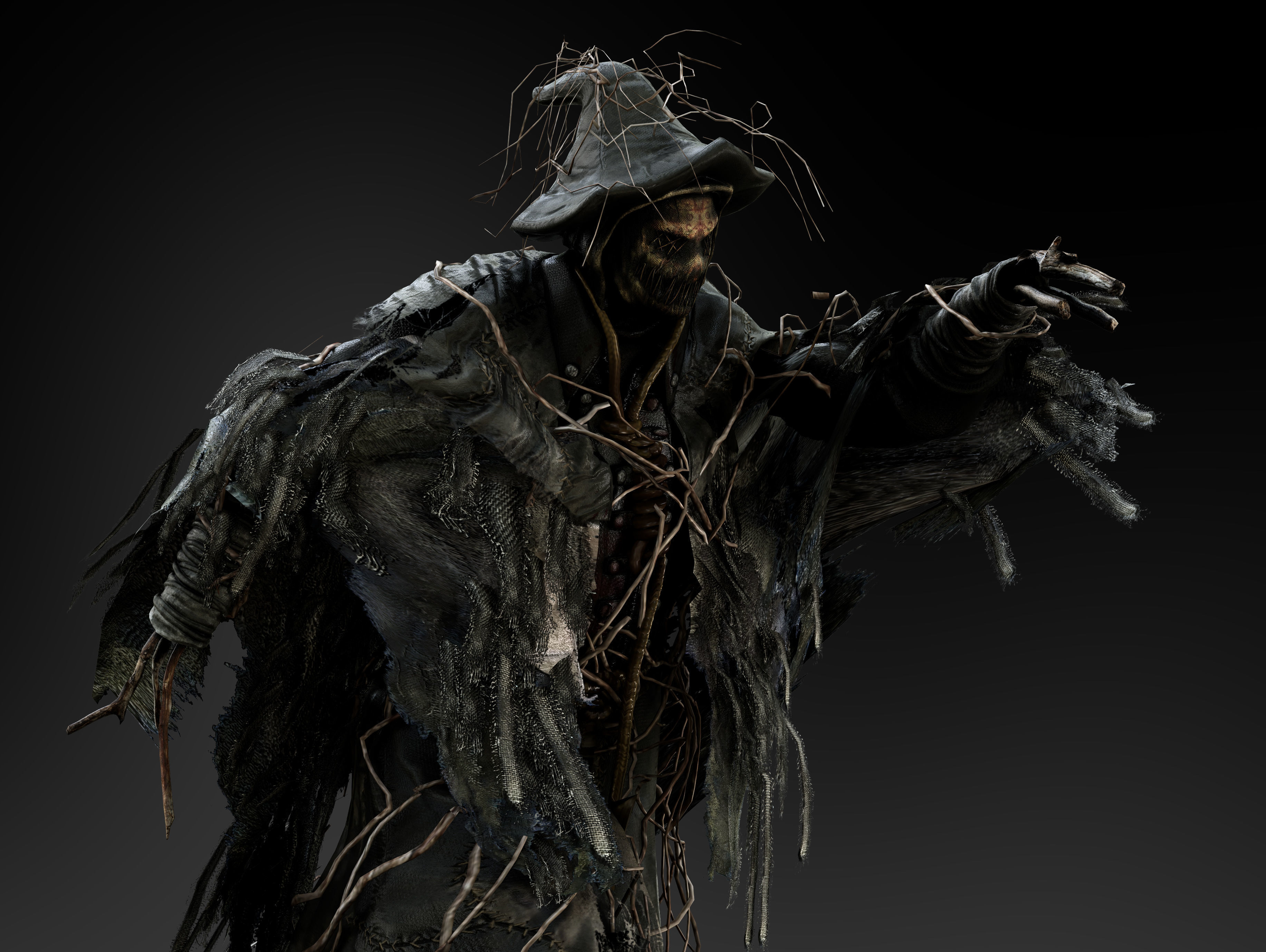 Scarecrow Low-poly 3D model_9