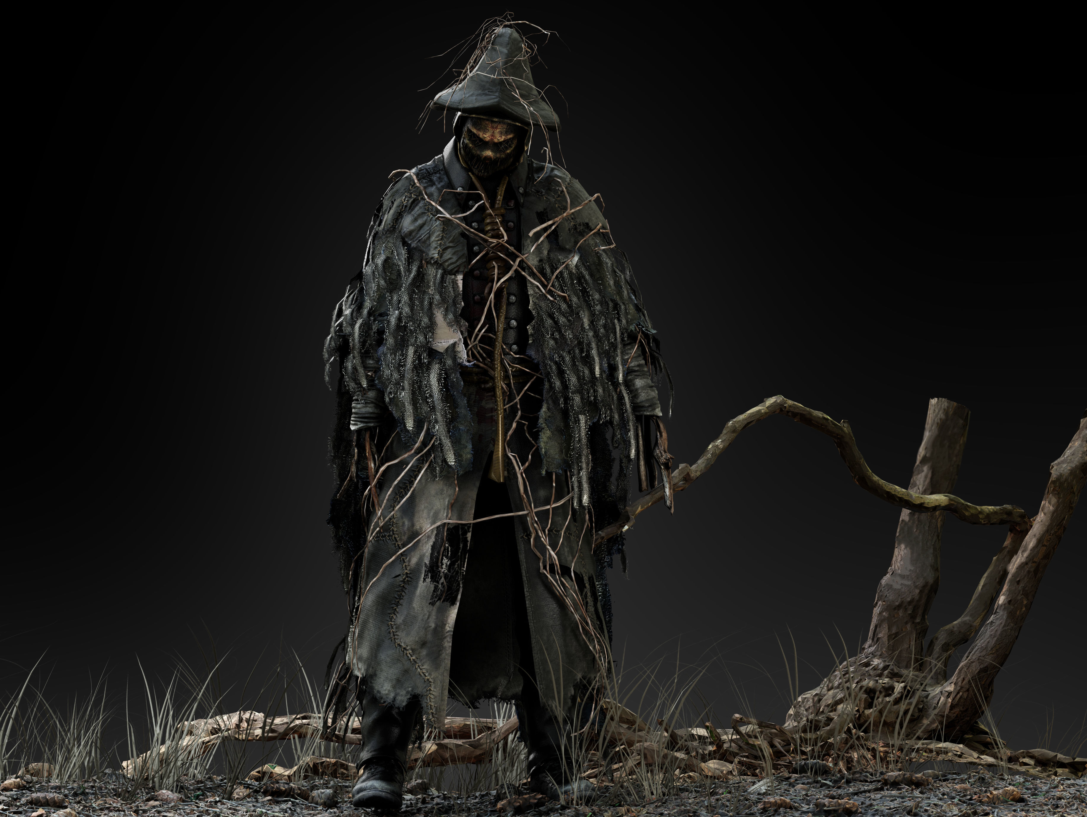 Scarecrow Low-poly 3D model_4