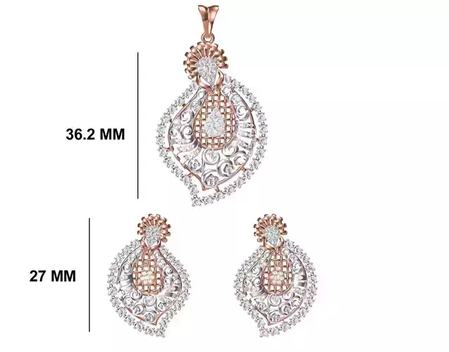 Women Earrings Pendant Set STL FBX JCD Details