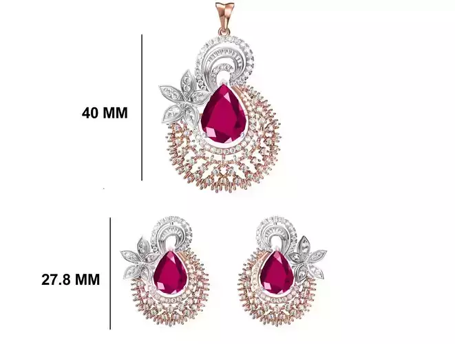 Women Earrings Pendant Set STL FBX JCD Details