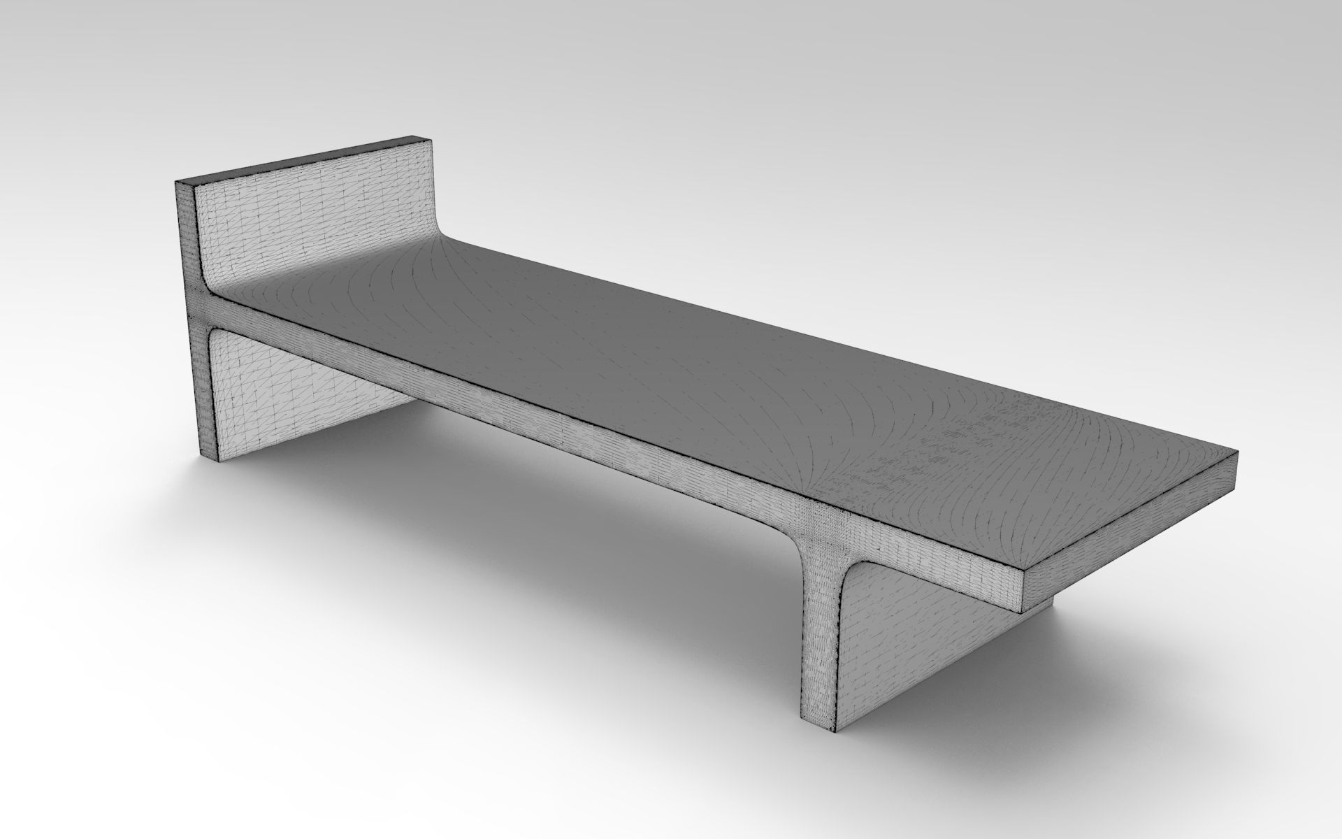 Dari Bench Low-poly 3D model_5