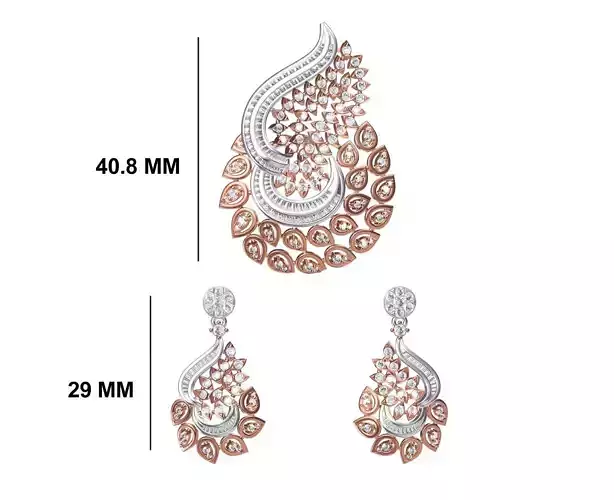 Women Earrings Pendant Set STL FBX JCD Details