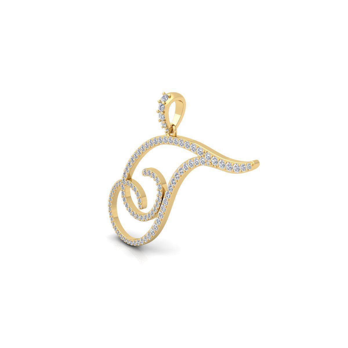 T Font Latter Pendent 3d Model and Render 3D print model_6