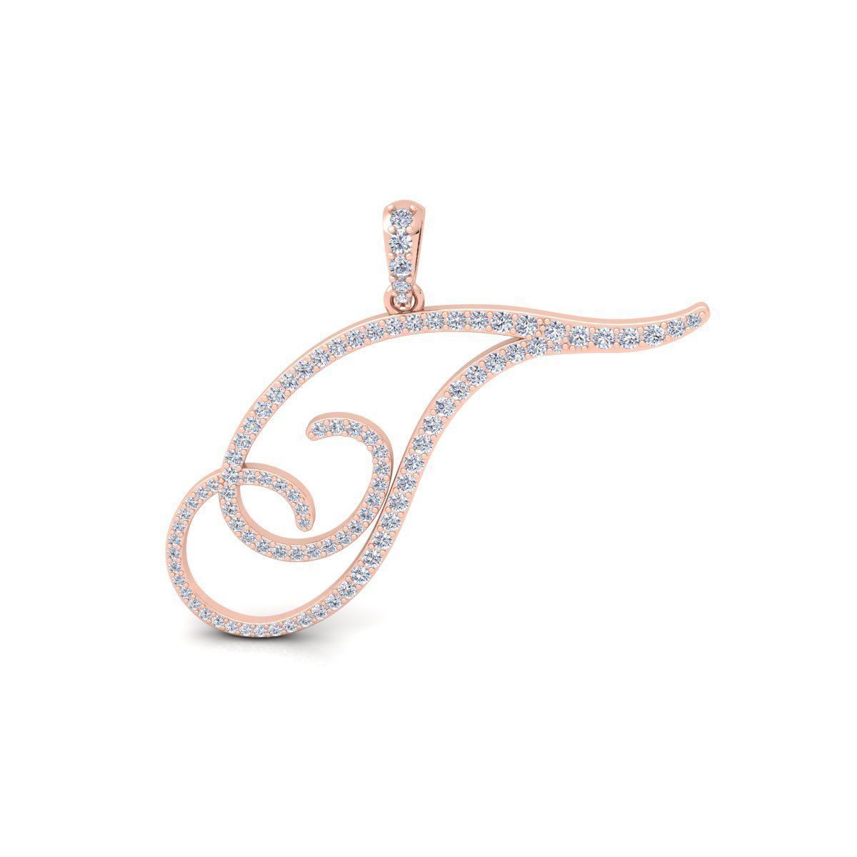 T Font Latter Pendent 3d Model and Render 3D print model_1