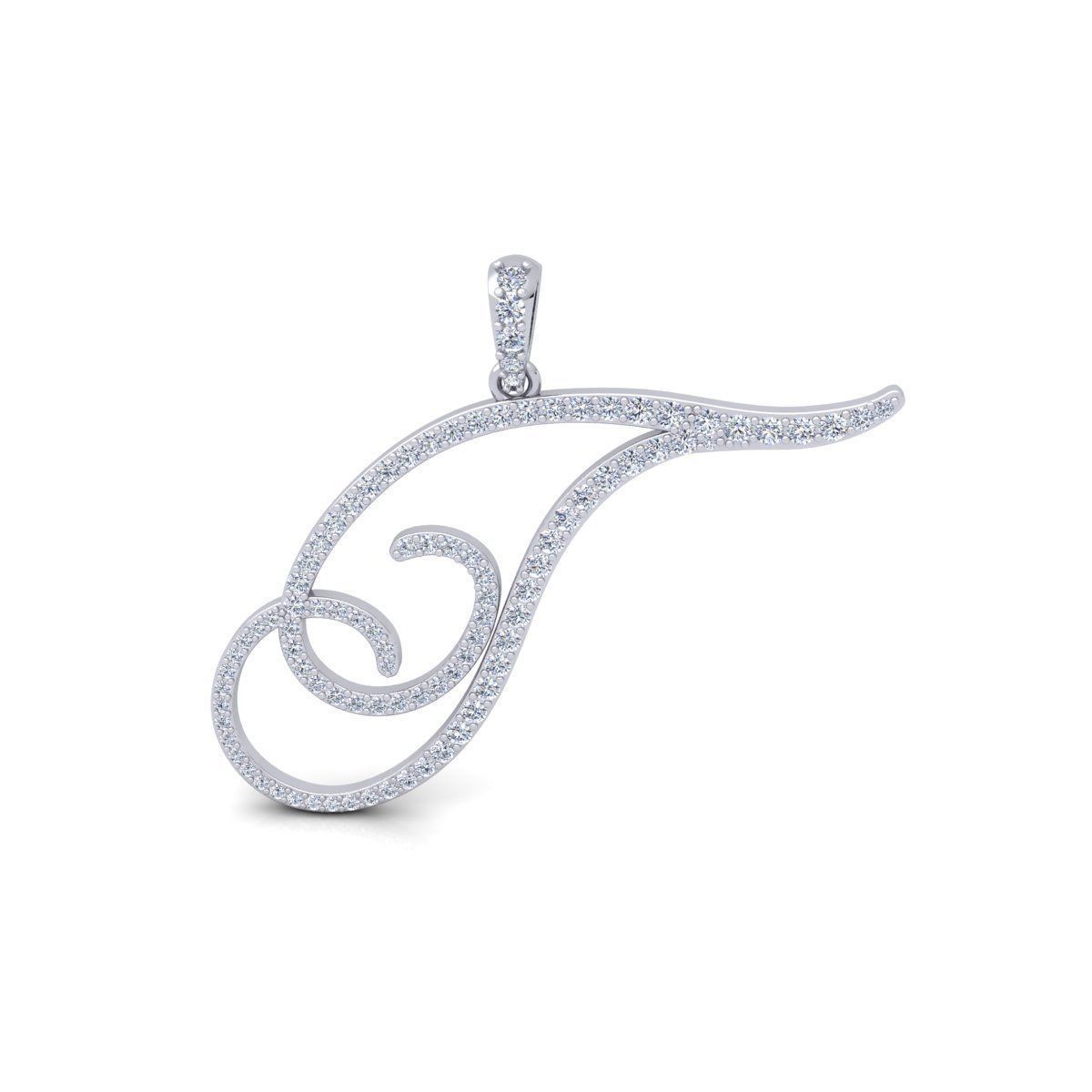 T Font Latter Pendent 3d Model and Render 3D print model_2