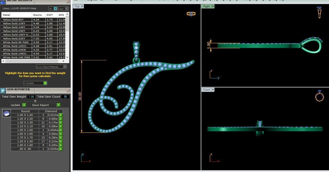 T Font Latter Pendent 3d Model and Render 3D print model_9