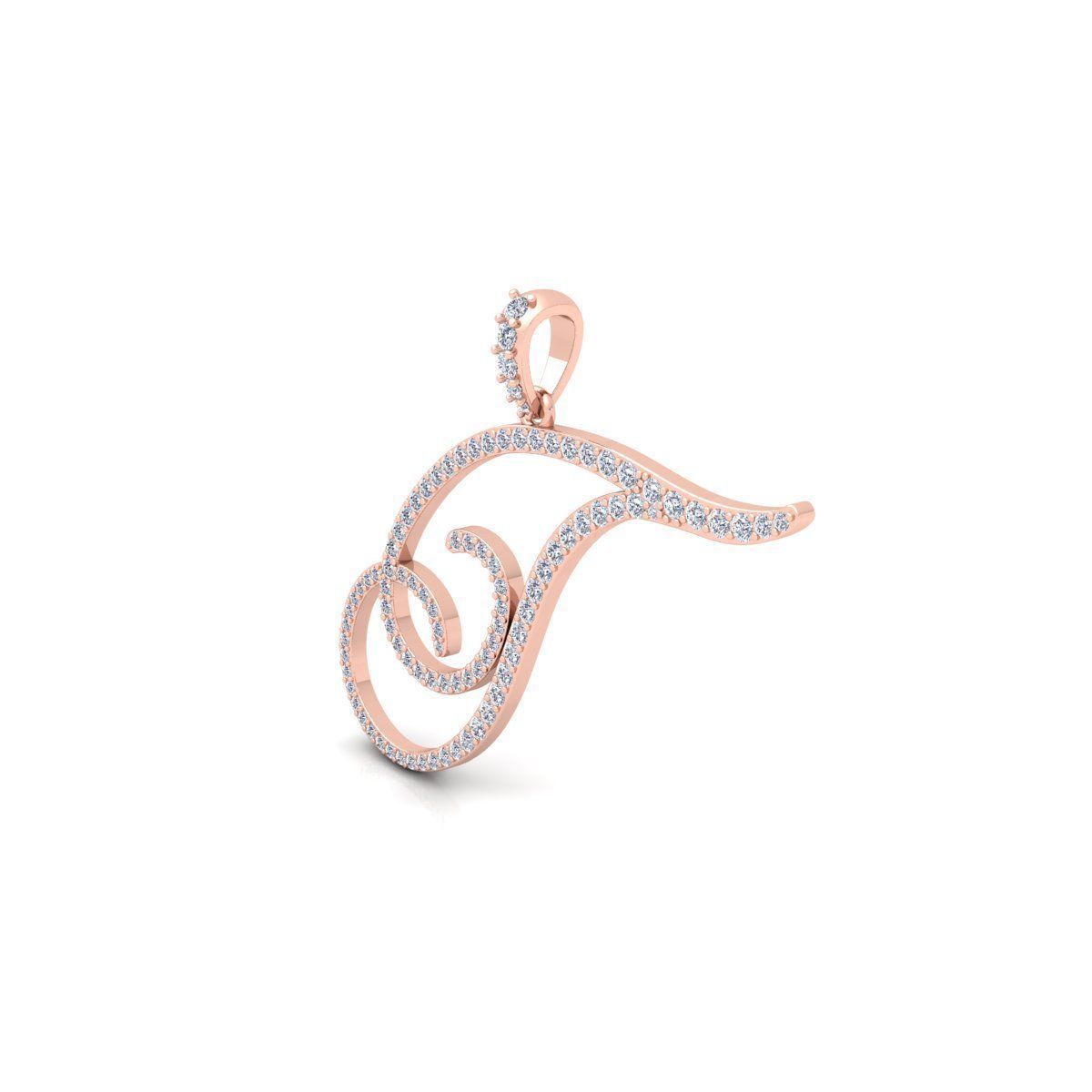 T Font Latter Pendent 3d Model and Render 3D print model_7