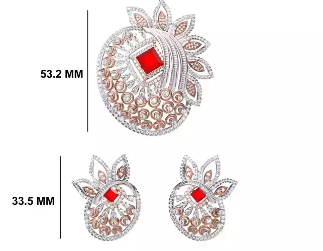 Women Earrings Pendant Set STL FBX JCD Details