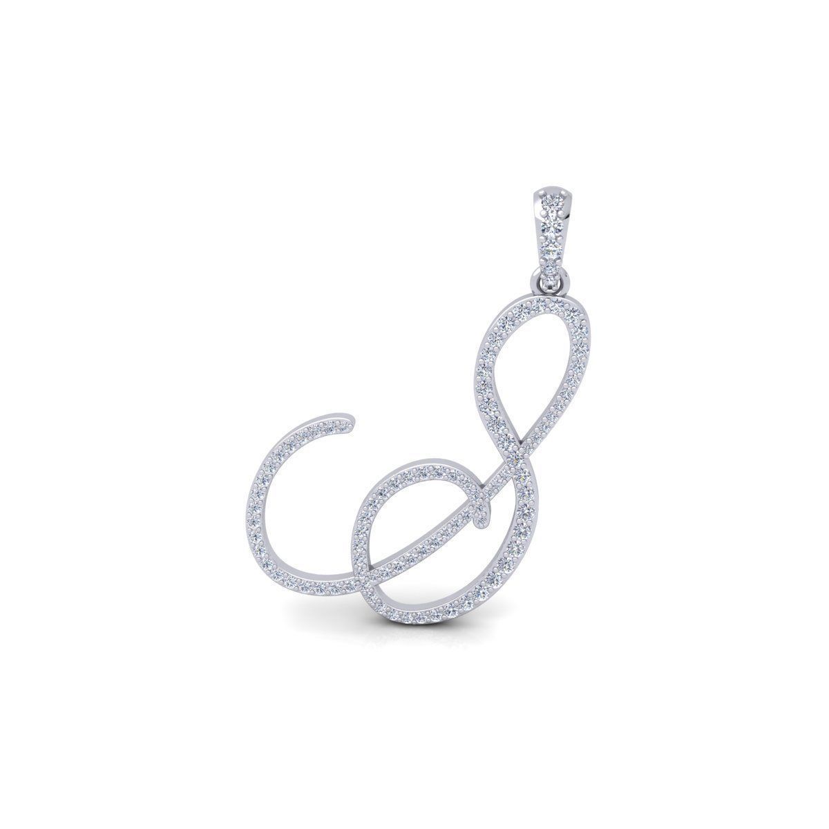 S Font Latter Pendent 3d Model and Render 3D print model_2