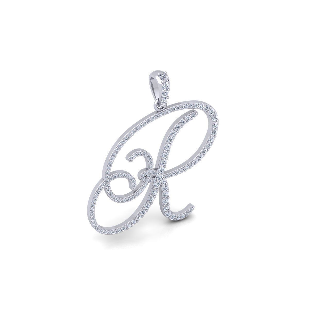 R Font Latter Pendent 3d Model and Render 3D print model_5