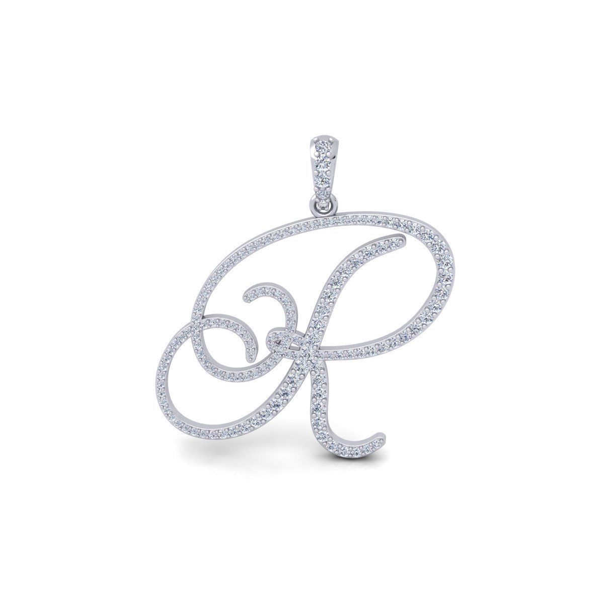 R Font Latter Pendent 3d Model and Render 3D print model_2