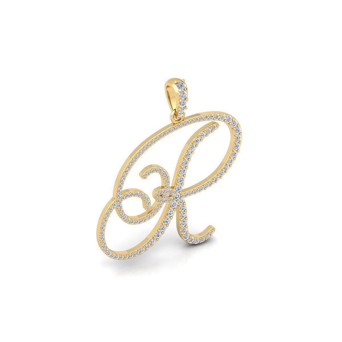 R Font Latter Pendent 3d Model and Render 3D print model_3