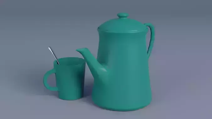 Jug and Mug Low-poly 3D model