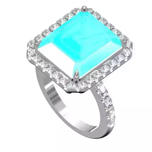 Emerald Halo Micro Prong Setting Engagement Ring