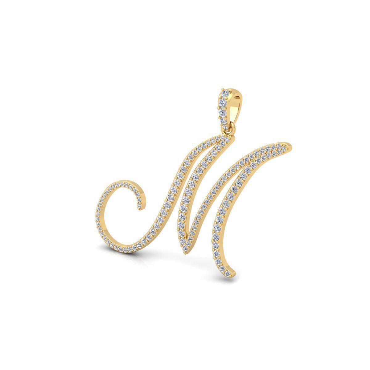 M Font Latter Pendent 3d Model and Render 3D print model_6