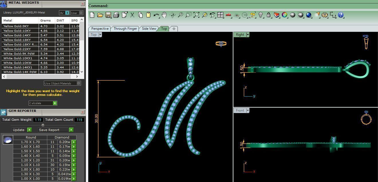 M Font Latter Pendent 3d Model and Render 3D print model_9