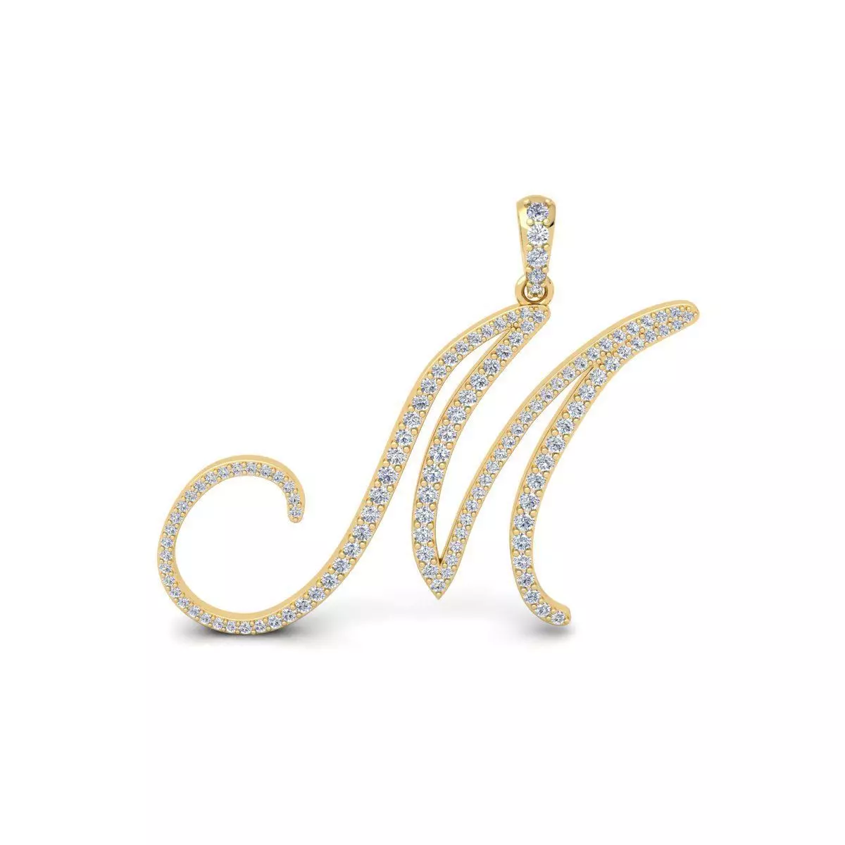 M Font Latter Pendent 3d Model and Render 3D print model_0