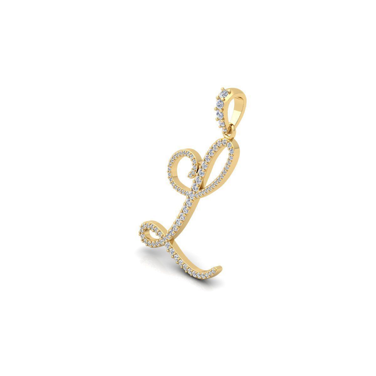 L Font Latter Pendent 3d Model and Render 3D print model_6