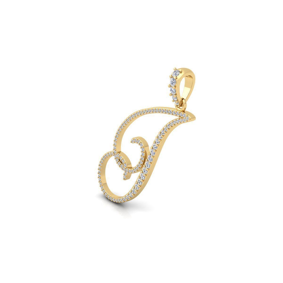 J Font Latter Pendent 3d Model and Render 3D print model 3D print model_6