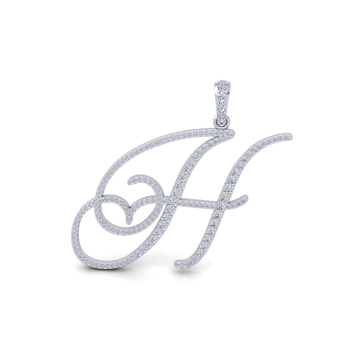 H Font Latter Pendent 3d Model and Render 3D print model 3D print model_2