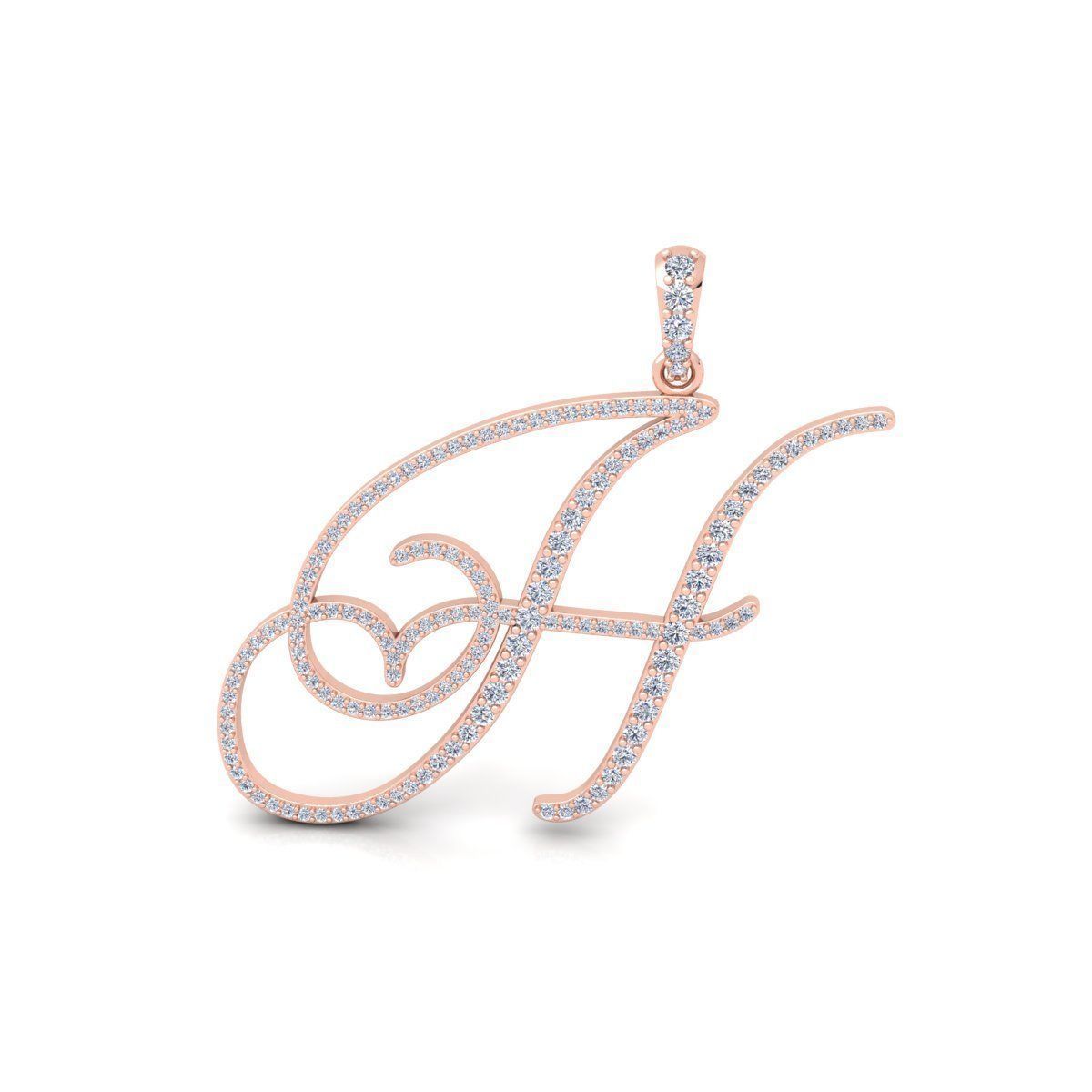 H Font Latter Pendent 3d Model and Render 3D print model 3D print model_1