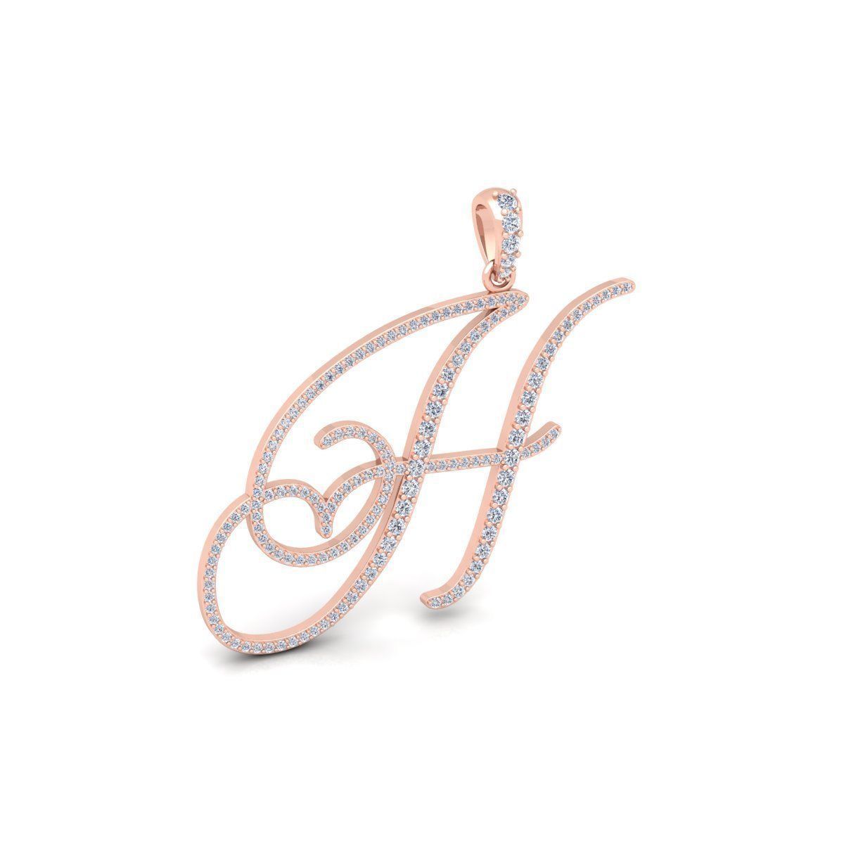 H Font Latter Pendent 3d Model and Render 3D print model 3D print model_4