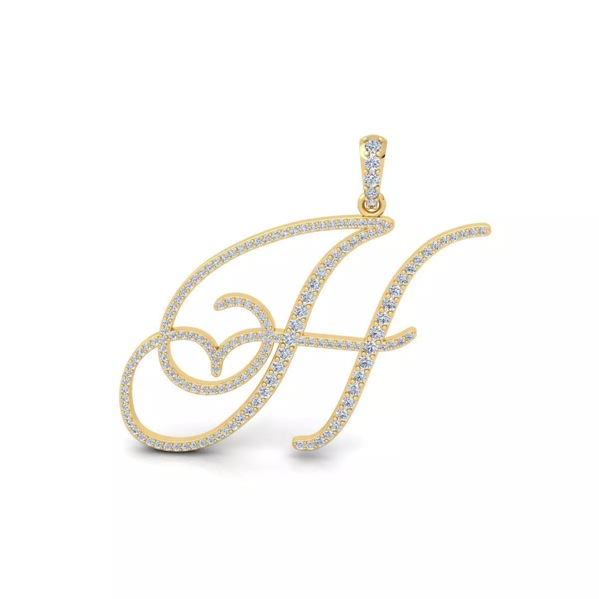H Font Latter Pendent 3d Model and Render 3D print model 3D print model_0