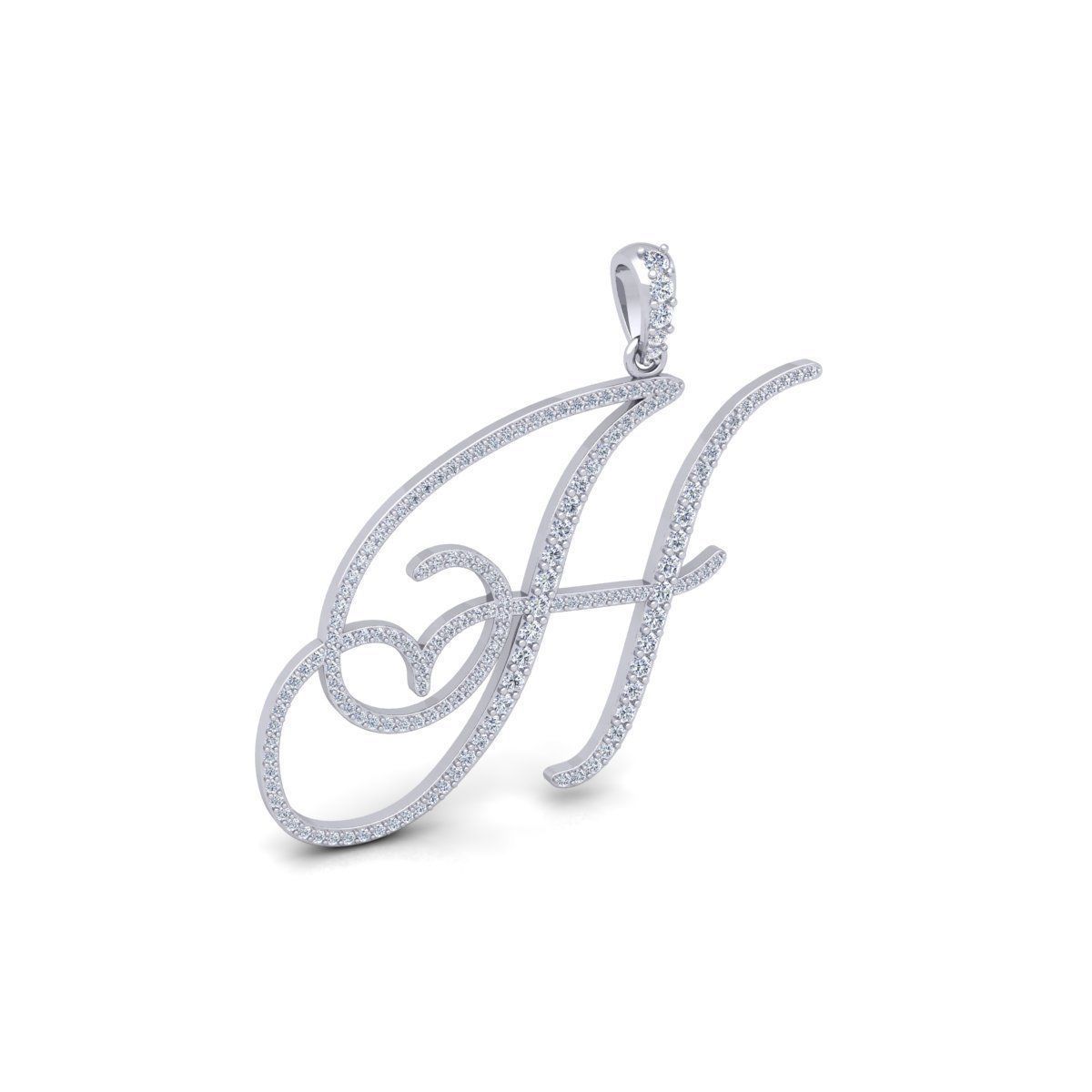 H Font Latter Pendent 3d Model and Render 3D print model 3D print model_5