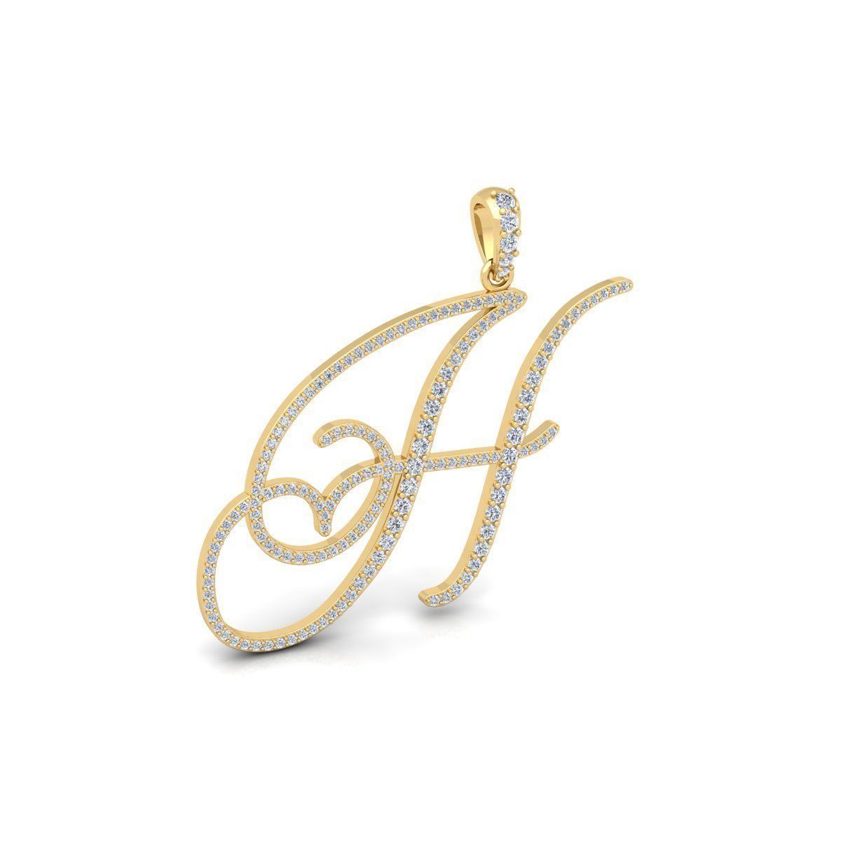 H Font Latter Pendent 3d Model and Render 3D print model 3D print model_3