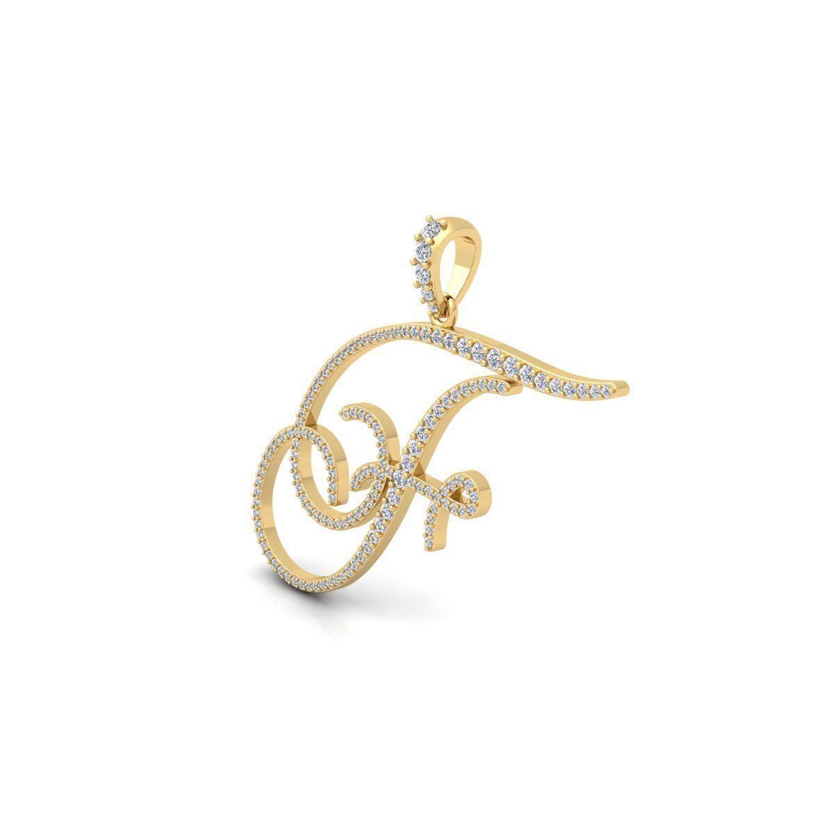 F Font Latter Pendent 3d Model and Render 3D print model 3D print model_6