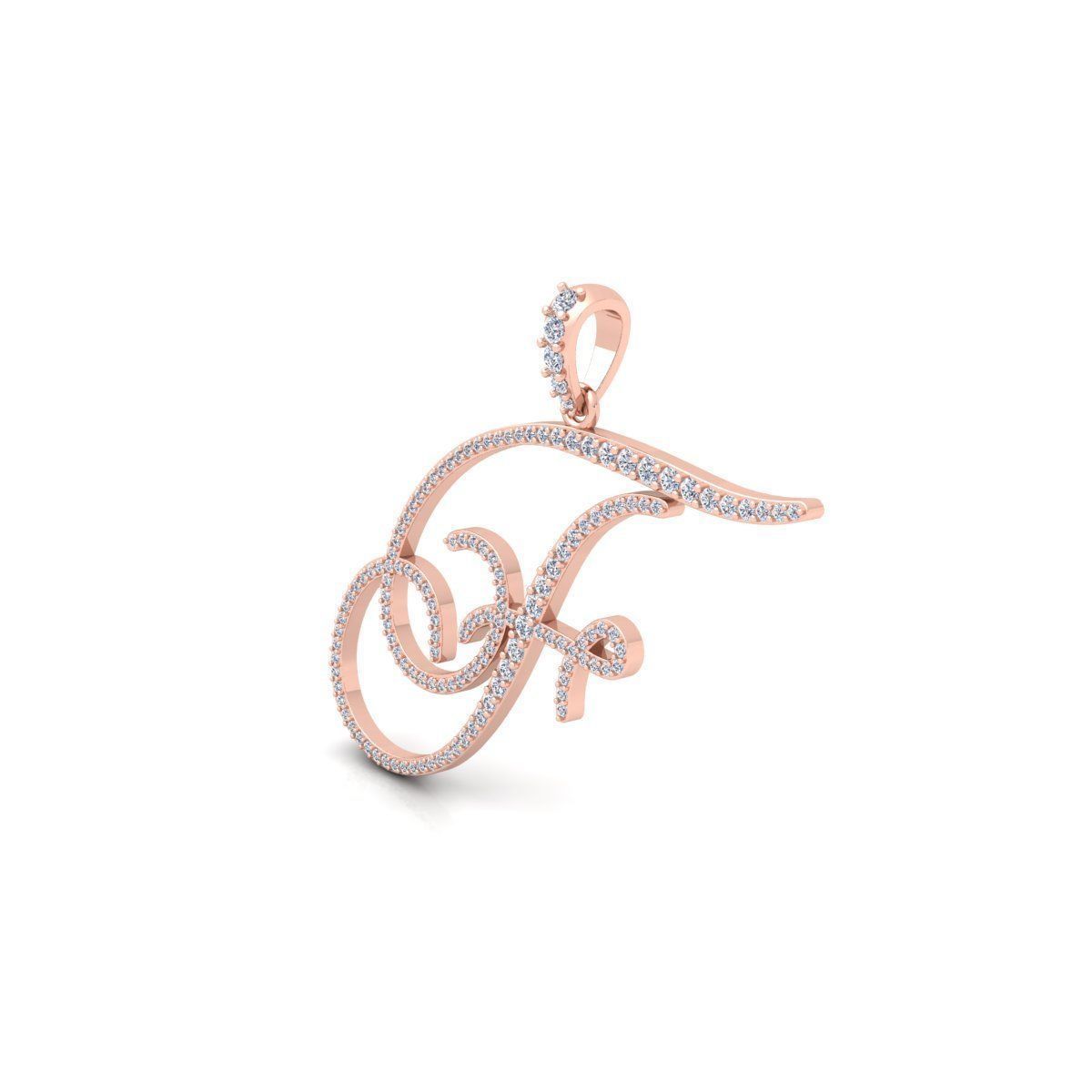 F Font Latter Pendent 3d Model and Render 3D print model 3D print model_7