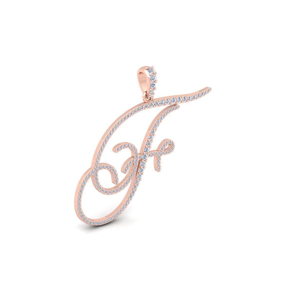 F Font Latter Pendent 3d Model and Render 3D print model 3D print model_4