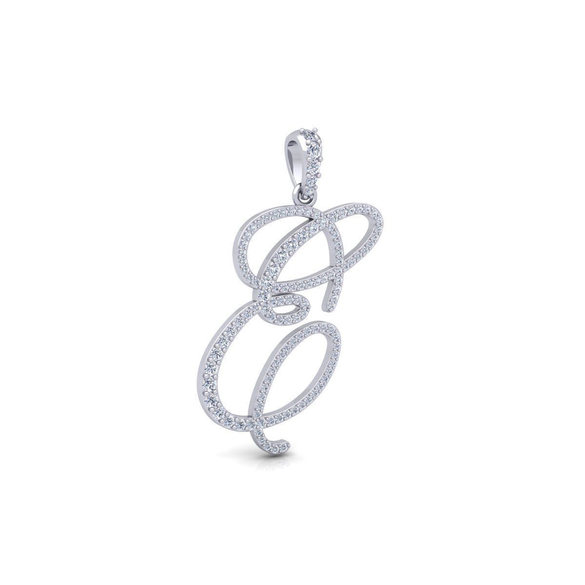 E Font Latter Pendent 3d Model and Render 3D print model 3D print model_5