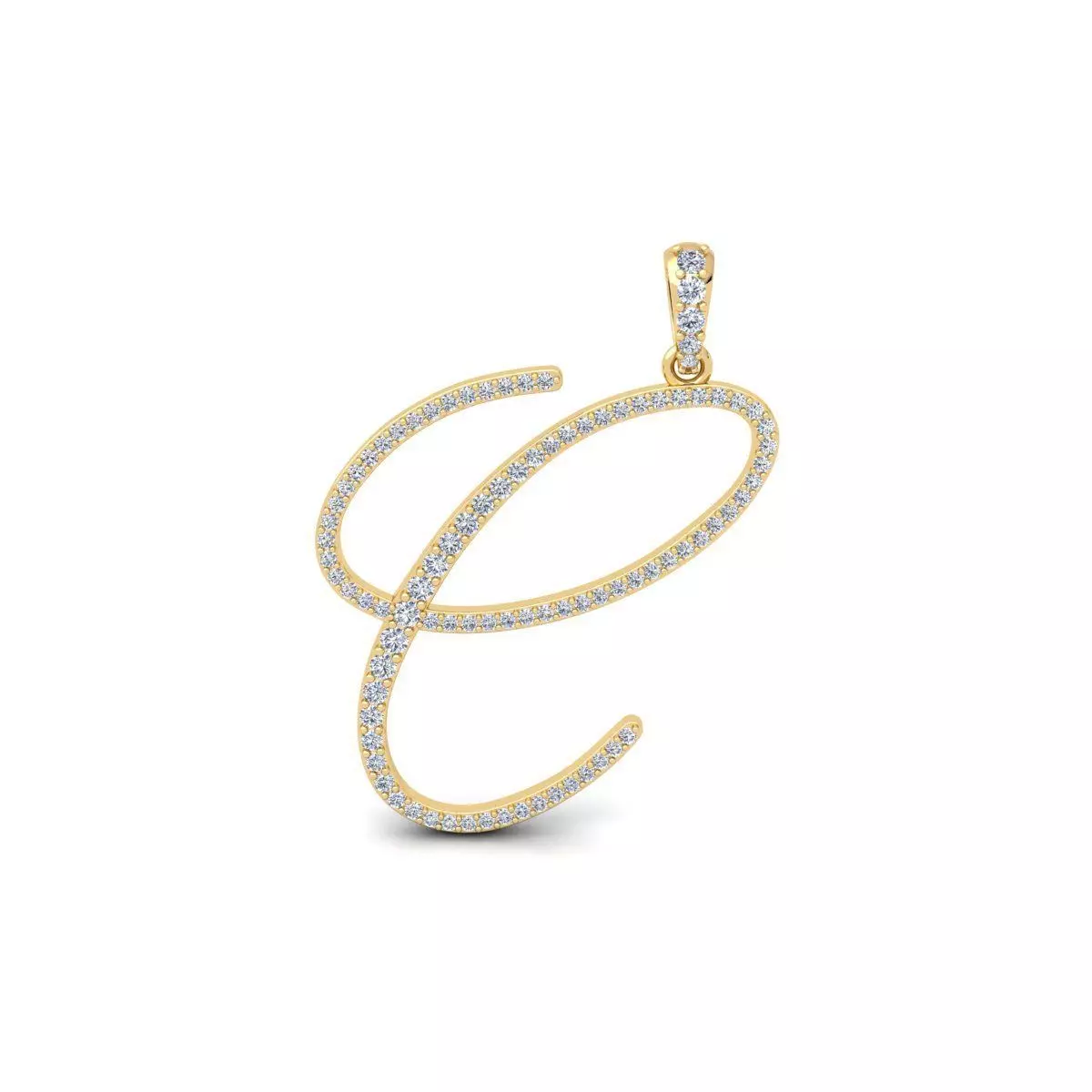 C Font Latter Pendent 3d Model and Render 3D print model 3D print model_0