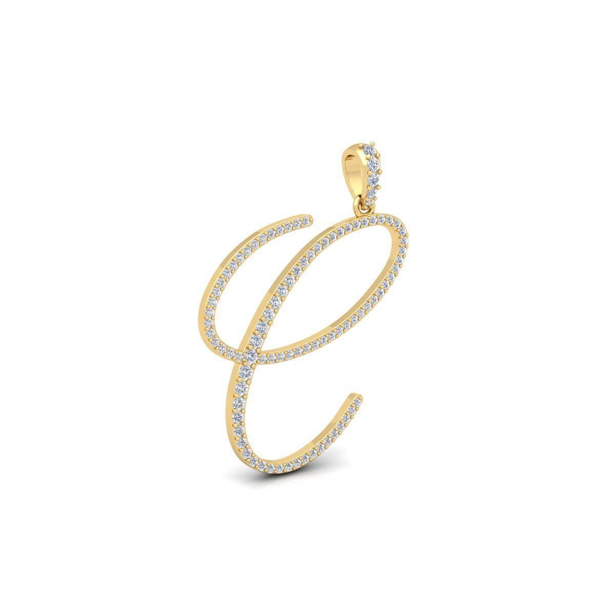 C Font Latter Pendent 3d Model and Render 3D print model 3D print model_3