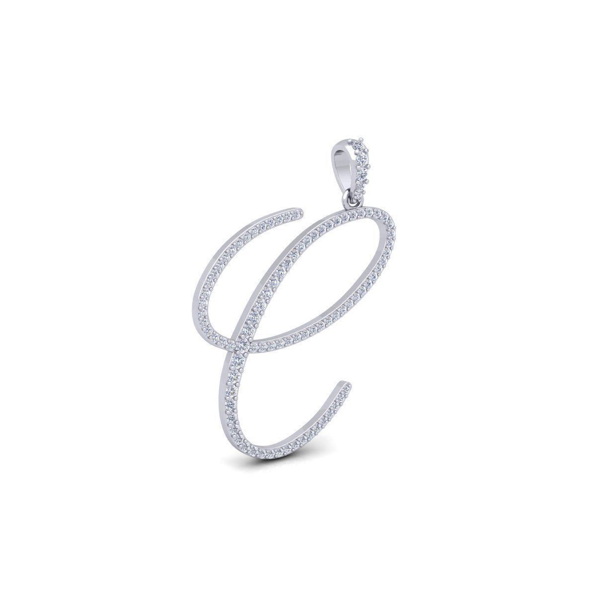 C Font Latter Pendent 3d Model and Render 3D print model 3D print model_5