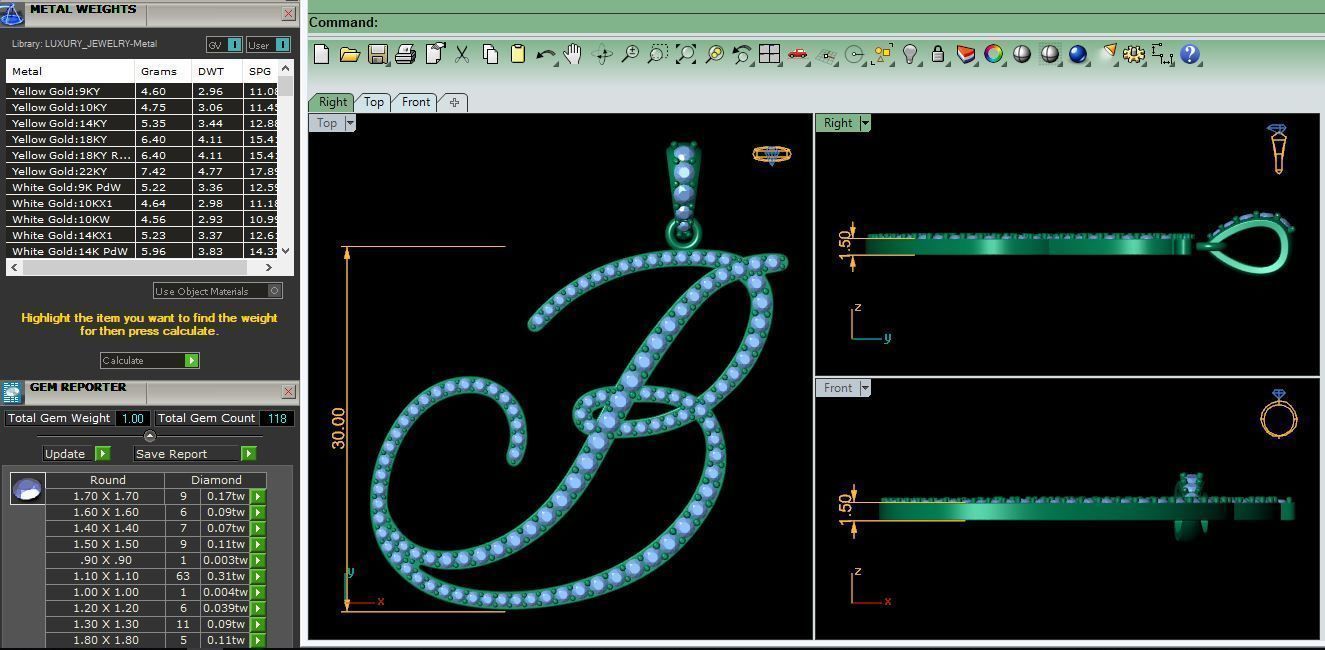 B Font Latter Pendent 3d Model and Render 3D print model 3D print model_9