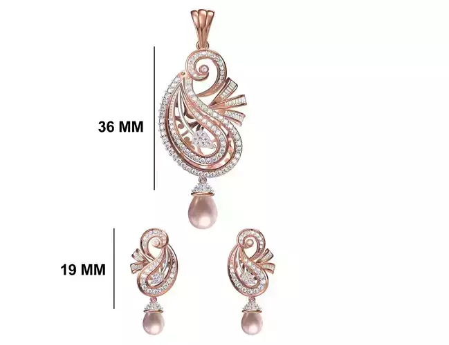 Women Earrings Pendant Set STL FBX JCD Details