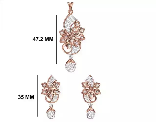 Women Earrings Pendant Set STL FBX JCD Details